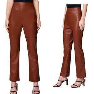 Blank NYC Pants Womens 26 Brown Vegan Cropped Kick Flare Ankle Faux Leather NEW